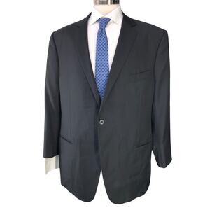 J Hilburn Mens Size 48R Sport Coat Jacket Blazer Classic Fit Bespoke Black